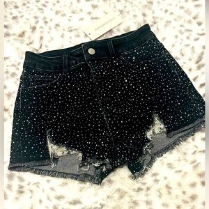 Sparkle Distressed Jean Shorts